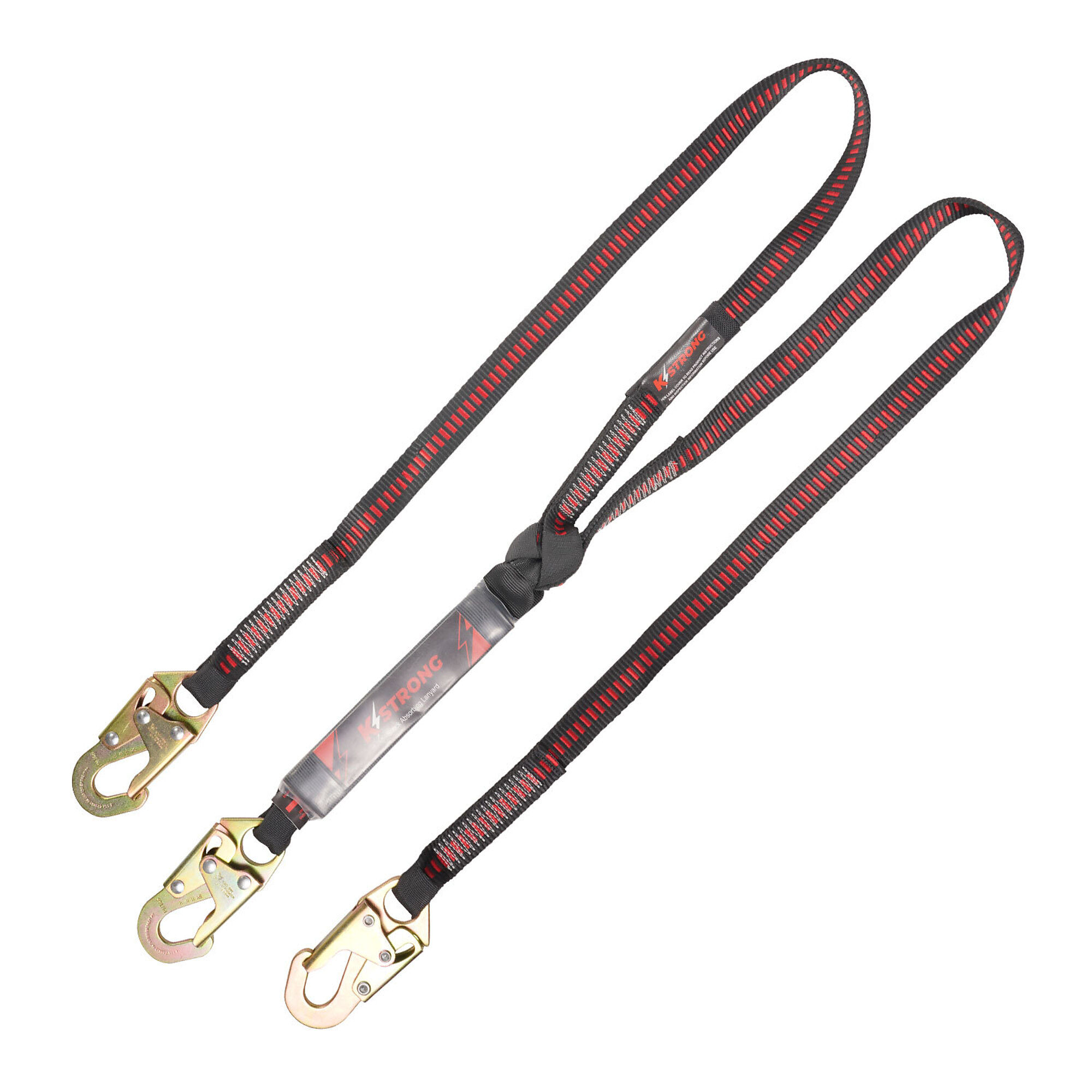 KStrong 100% Tie-Off Shock Absorbing Lanyard — 6ft. Twin Leg, Clear Pack Design, Snap Hooks, Model# UFL201121